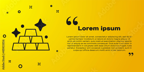 Black Gold bars icon isolated on yellow background. Banking business concept. Vector
