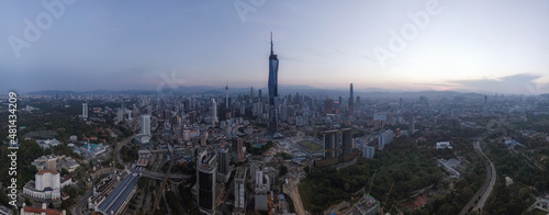 Photography Panoramic view of Kuala Lumpur cityscape in the morning