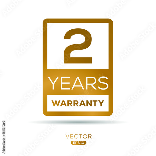 2 years warranty seal stamp, vector label.