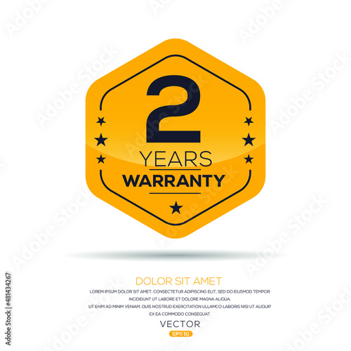 2 years warranty seal stamp, vector label.