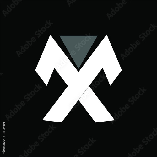 man sign, X sign on black background 