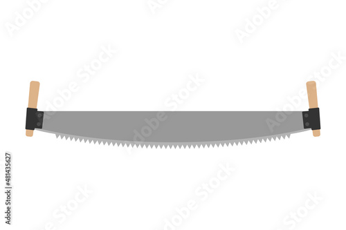 Two-handed saw icon. Color silhouette. Horizontal side view. Vector simple flat graphic illustration. Isolated object on a white background. Isolate.