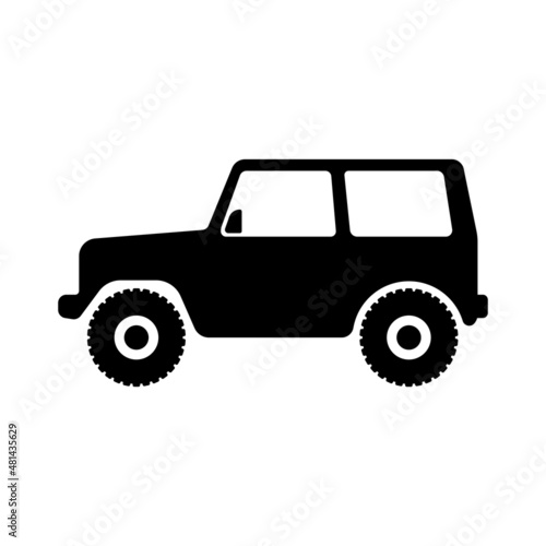 SUV icon. Black silhouette. Side view. Vector simple flat graphic illustration. Isolated object on a white background. Isolate.
