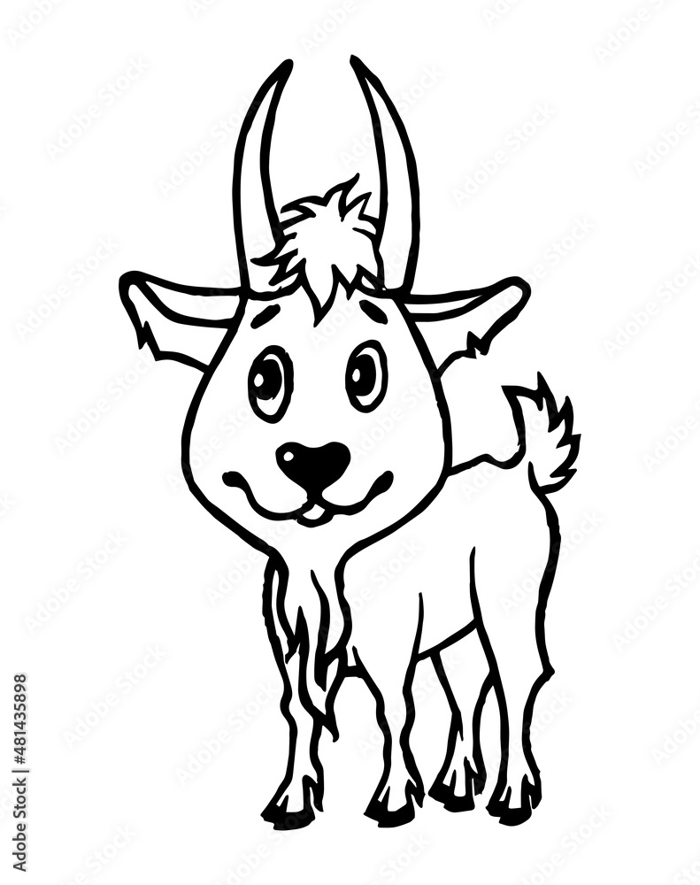 Zodiac signs. Cartoon outline style Hand drawn horoscope Isolated simple vector symbols Coloring page or book Capricorn