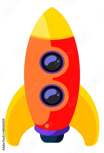 Rocket ship. Austronaut transport for space travel in cartoon style