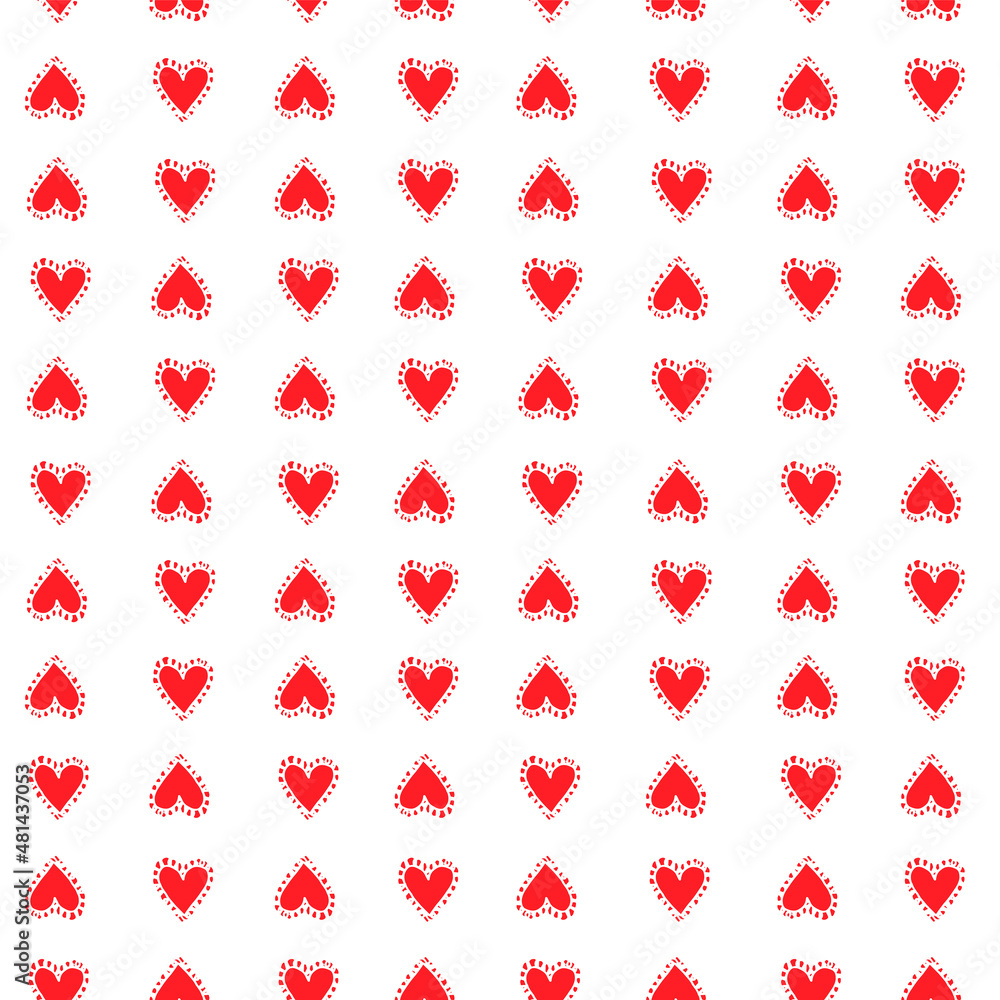Seamless patterns of red hearts Seamless patterns of red hearts