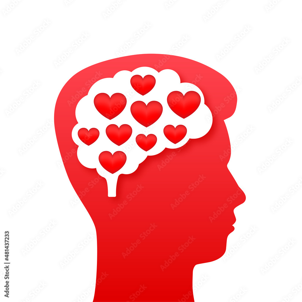 Heart head, great design for any purposes. 3d vector illustration. Mental health concept. Health care concept.