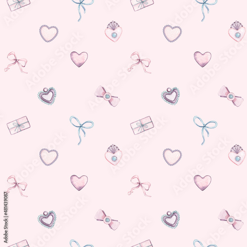 Love texture - seamless pattern with hearts. Romantic decorative background for Valentine's day gift paper, wedding decor or fabric textile.