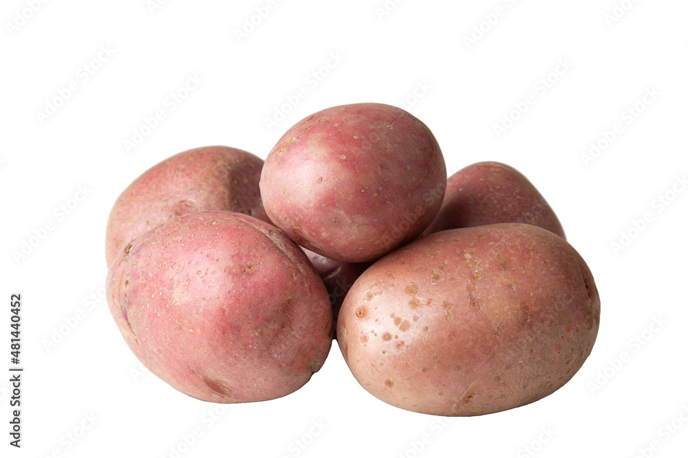 Isolate.Red potatoes on a white background.Fresh vegetables on the table. Isolate.Red potatoes on a white background.Fresh vegetables on the table.