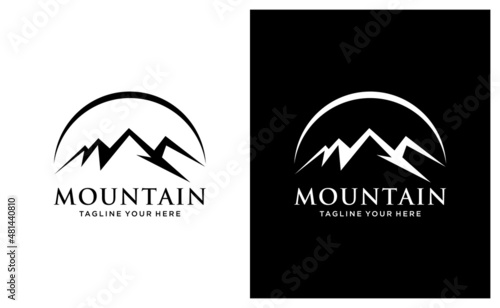 Mountain Logo Template. Vector Illustrator. on a black and white background.