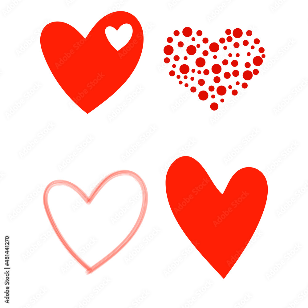 Hearts Set Red Collection Illustration Vector Hand Drawn Style Abstract Hearts Set Red Collection Illustration Vector Hand Drawn Style Abstract