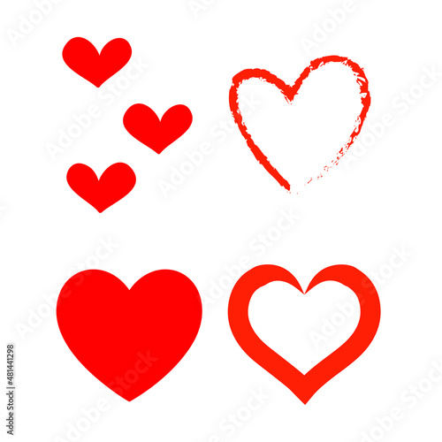 Hearts Set Red Collection Illustration Vector Hand Drawn Style Abstract