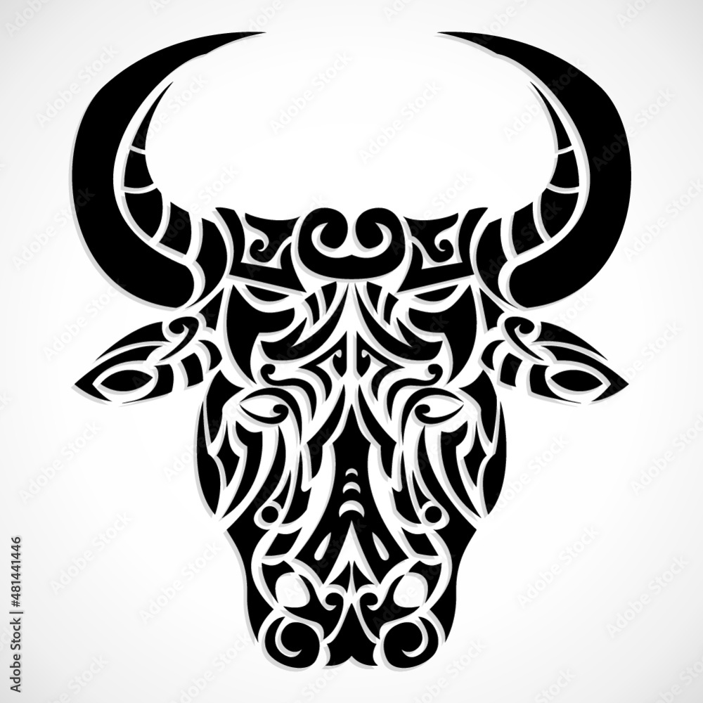 ornamental bull head / tattoo illustration