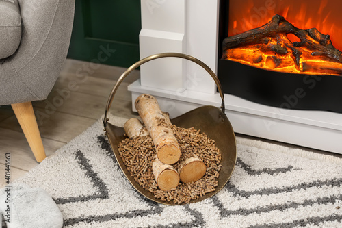 Metal basket with pellets a...