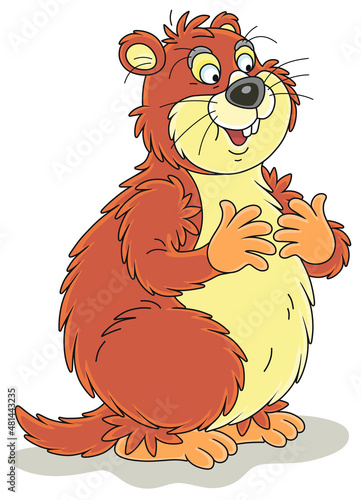 Funny fat groundhog with ch...