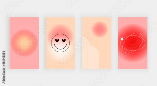 Red social media backgrounds for stories with blur effect