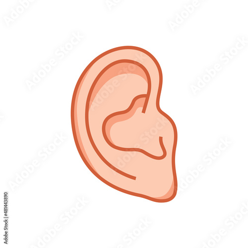 Vector color icon of one ear