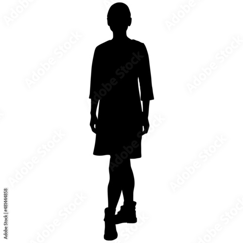black silhouette of slender girl in short dress