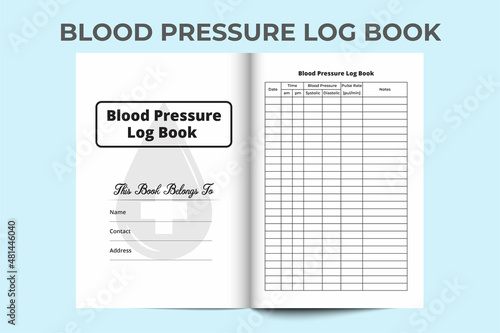 Blood pressure log book KDP interior. Pulse tracker journal. Blood pressure and pulse logbook. KDP interior blood pressure notebook. Blood pressure journal. KDP interior log book.