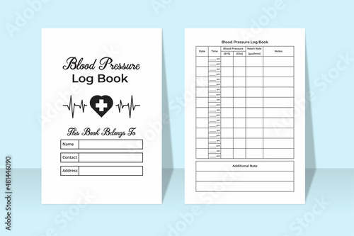 KDP interior Blood pressure log book. Blood pressure tracker. KDP interior Blood pressure notebook. Pulse tracker notebook. Blood pressure journal and Pulse tracker. KDP interior log book.