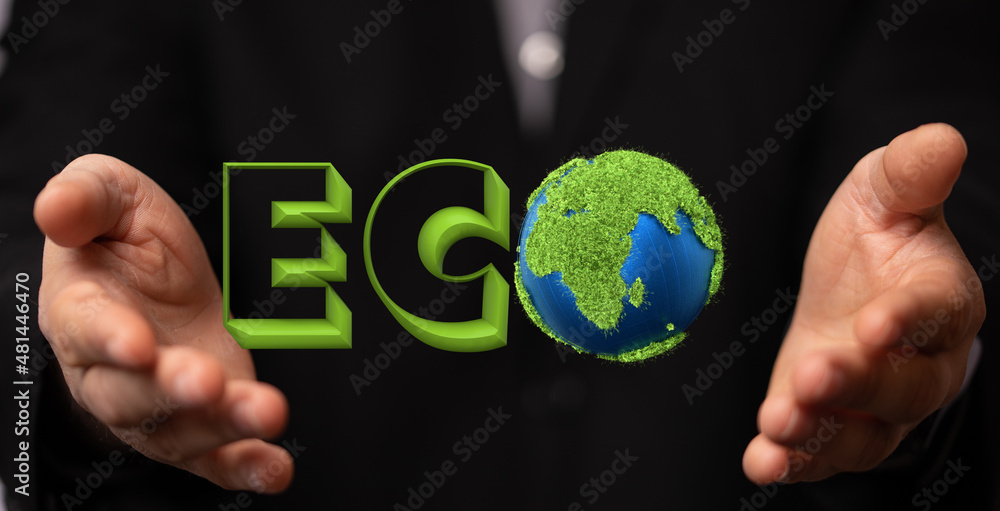 Eco word on the background of green leaves of carrots. plantation Eco word on the background of green leaves of carrots. plantation