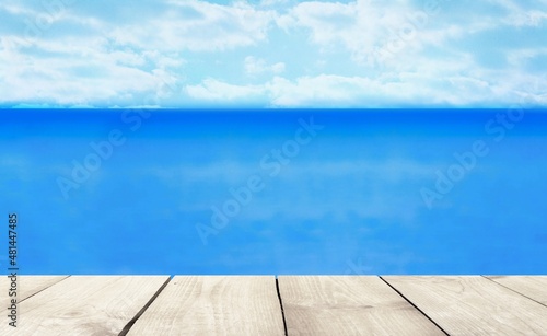 Summer product backdrop, blue sea and sky background