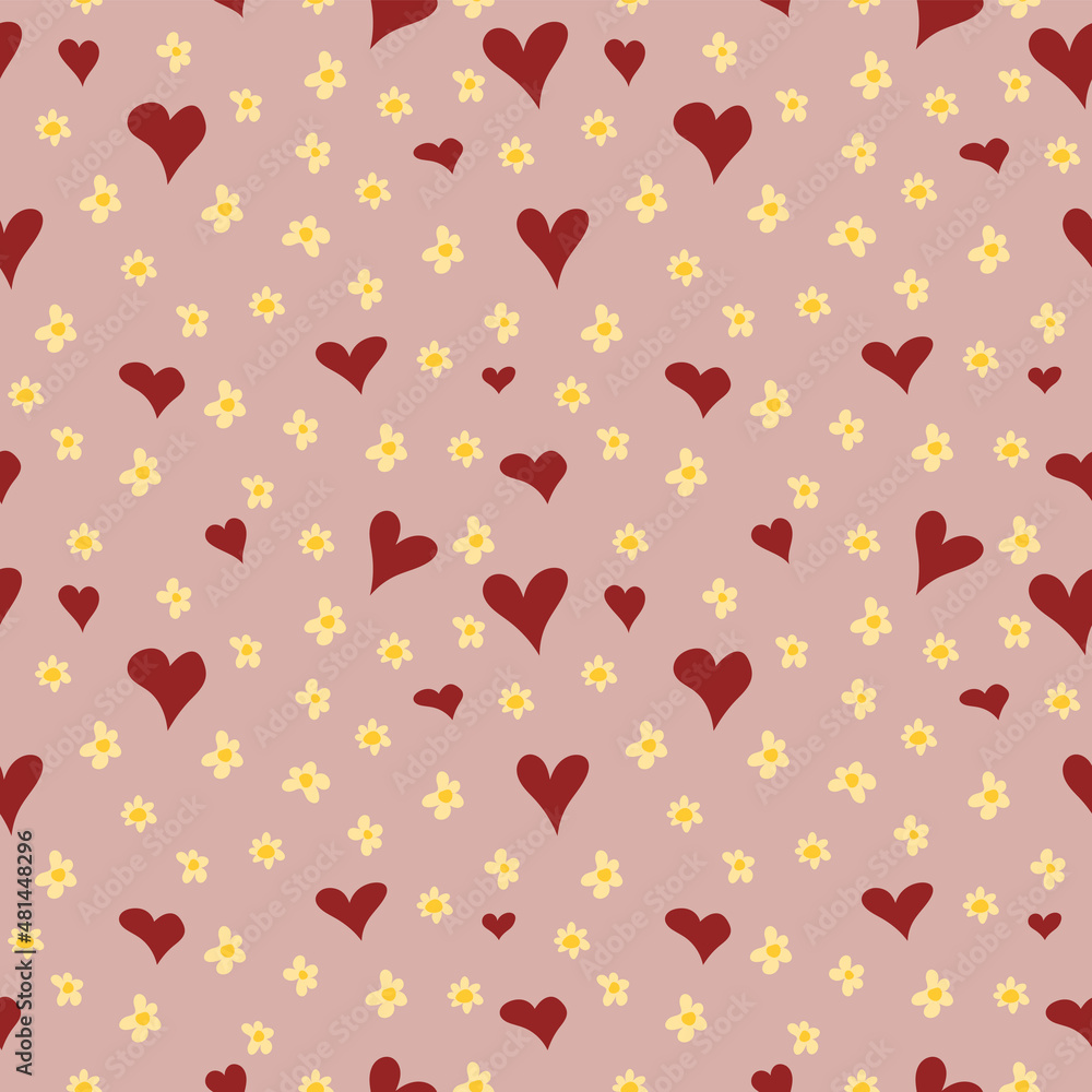 A set of seamless patterns for Valentine's Day measuring 1000 by 1000 pixels with hearts and flowers.