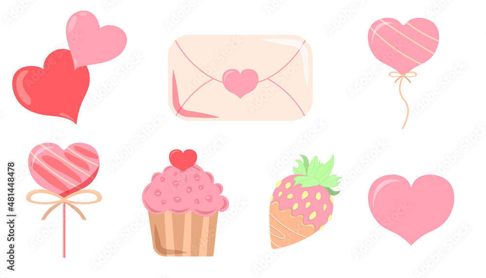 Valentine's day quotes elements set. Valentines day set, love symbol objects and cute lettering. Sticker cartoon style. Vector illustration. Valentine's day quotes elements set. Valentines day set, love symbol objects and cute lettering. Sticker cartoon style. Vector illustration.