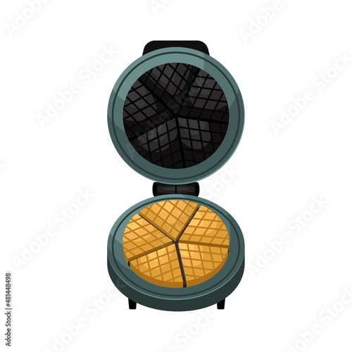 Vector illustration of a waffle iron for round Belgian waffles.
