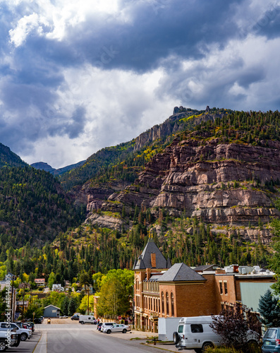Ouray, Colorado - 9-23-2021: The Beaumont Hotel in downtown Ouray. It is a hotel complex in Ouray, Colorado and is on the United States National Register of Historic Places photo