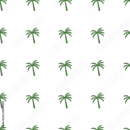 seamless pattern green palm tree on white background. the concept of summer, holidays in tropical hot countries. pattern for textile, wallpaper, fabric, wrapping paper
