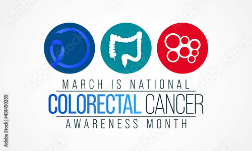 Colorectal Cancer awareness month is observed every year in March, is a disease in which cells in the colon or rectum grow out of control. Sometimes it is called colon cancer. Vector illustration