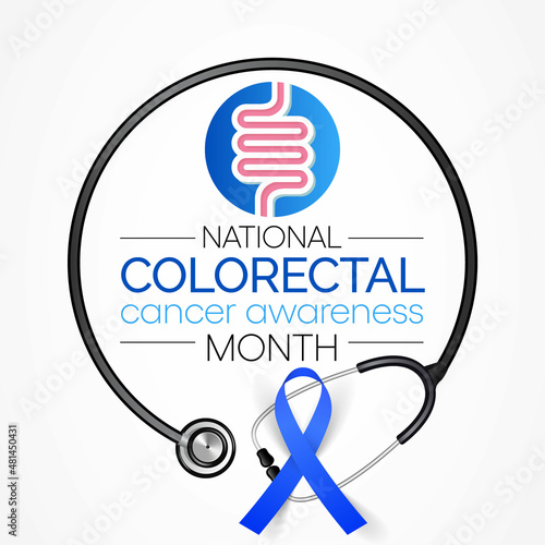 Colorectal Cancer awareness month is observed every year in March, is a disease in which cells in the colon or rectum grow out of control. Sometimes it is called colon cancer. Vector illustration