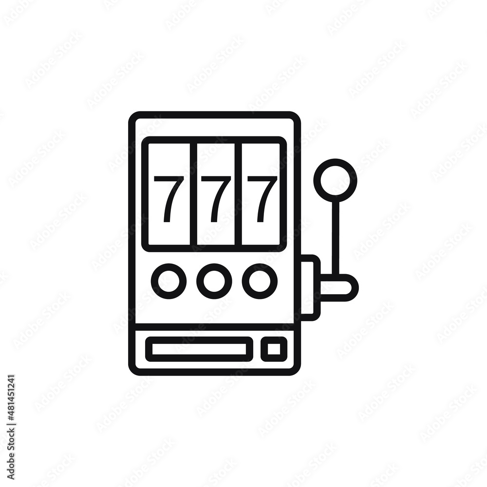 Slot machine with sevens line icon, outline sign, linear style pictogram isolated on white. Casino machine symbol, logo illustration. Editable stroke Slot machine with sevens line icon, outline sign, linear style pictogram isolated on white. Casino machine symbol, logo illustration. Editable stroke