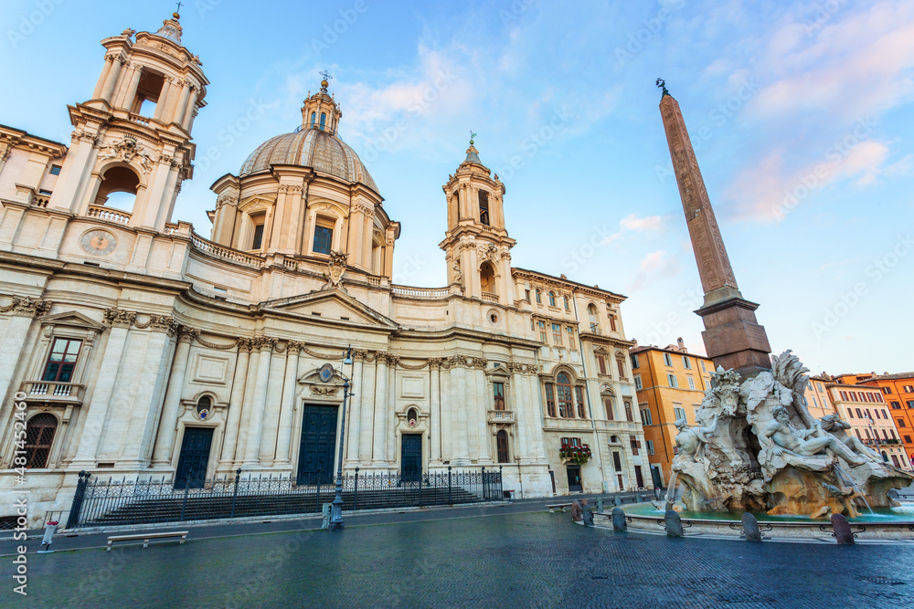 Navona square with sant'Agnese church and the 4 river fountain by Bernini
