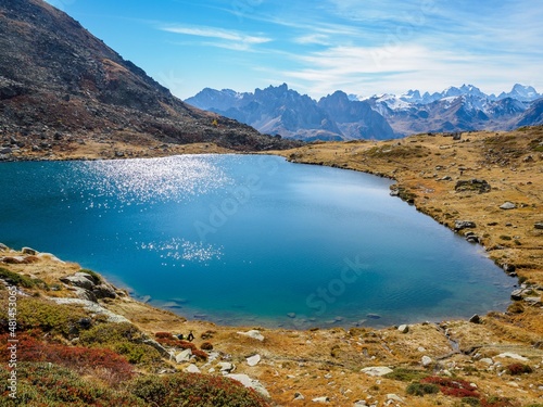 Serpent lake in french alps, Ecrins national park, France