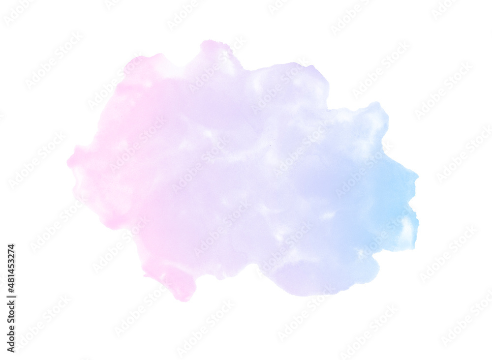 Gradient pink cian violet blue watercolor on white background. The color splashing on the paper. It is a hand drawn. Gradient pink cian violet blue watercolor on white background. The color splashing on the paper. It is a hand drawn.