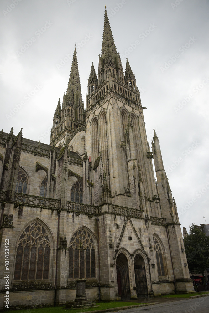 view on the church of Quimper in finistere in Brittany