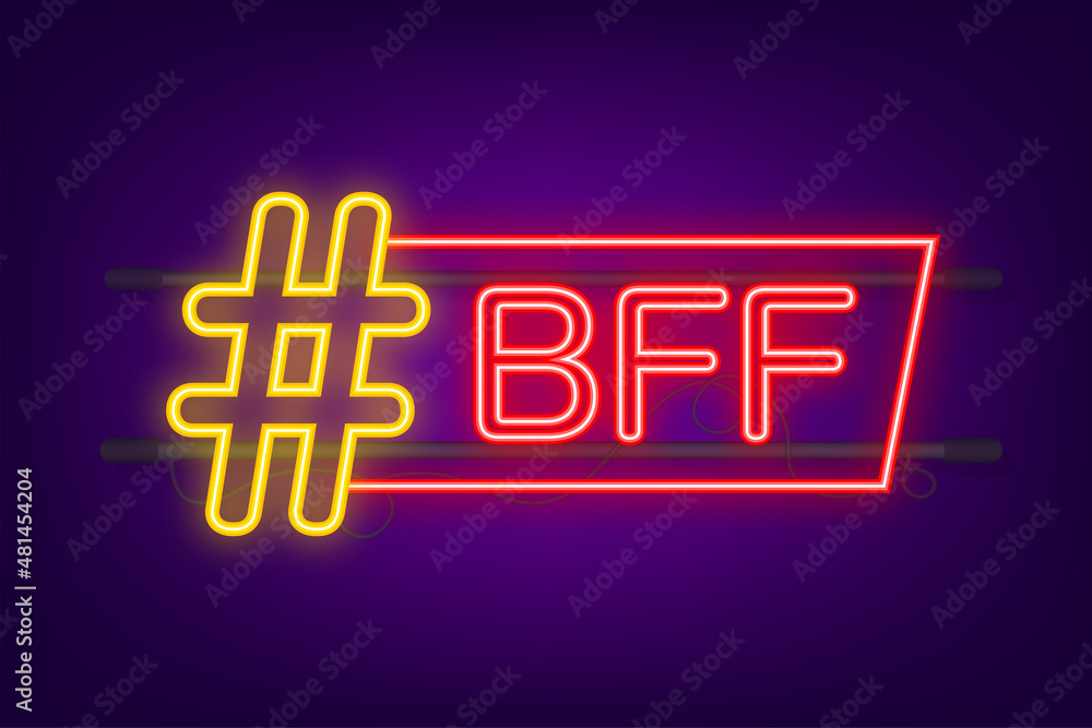 Line neon icon with red bff for concept design. Vector design. Vector logo. Line neon icon with red bff for concept design. Vector design. Vector logo.