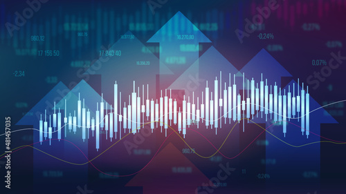forex statistics, financial analytics dashboard graph, line  and arrows vector illustration