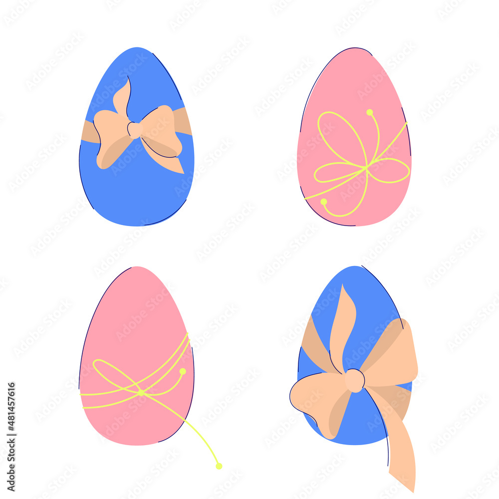 Easter Egg with Bow in simple flat style Easter Egg with Bow in simple flat style