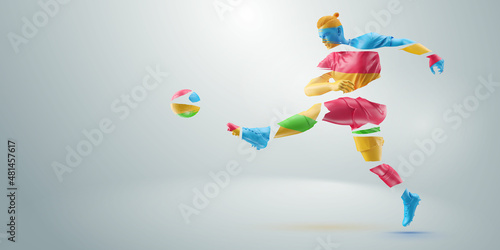 football soccer player man in action isolated white background. Vector illustration