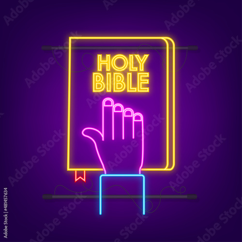 Neon icon. Book holy bible logo illustration vector. Vector illustration.