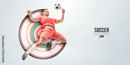 football soccer player man in action isolated white background. Vector illustration photo