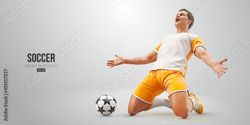 football soccer player man in action isolated white background. Vector illustration