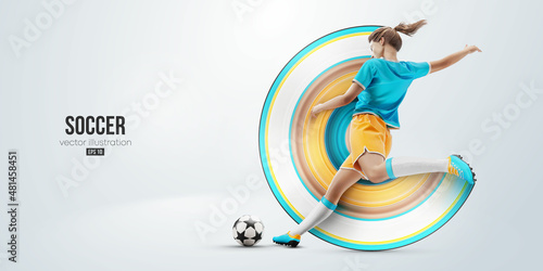 football soccer player woman in action isolated white background. Vector illustration