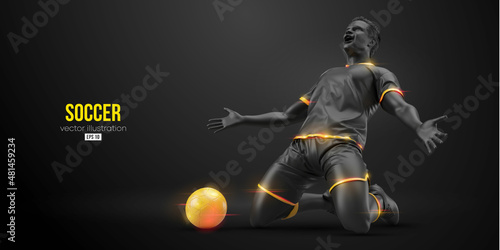 football soccer player man in action isolated black background. Vector illustration photo