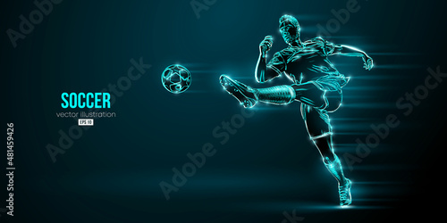 football soccer player man in action isolated blue background. Vector illustration