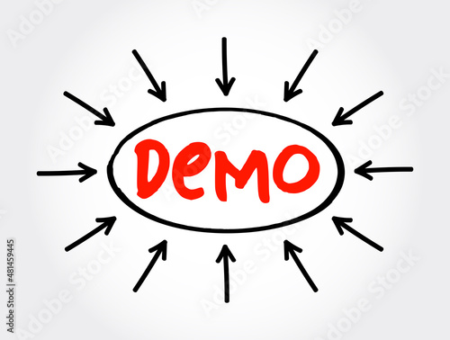 Demo text with arrows, concept for presentations and reports