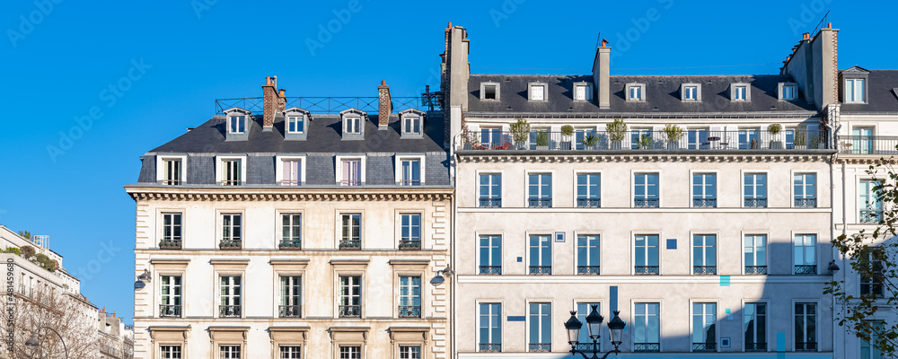 Paris, beautiful building place de la Madeleine, in a luxury district 
